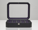 WOLF Windsor 10 Piece Watch Box with Cover (Black/Purple)