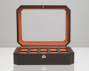 WOLF Windsor 10 Piece Watch Box with Cover (Brown/Orange)