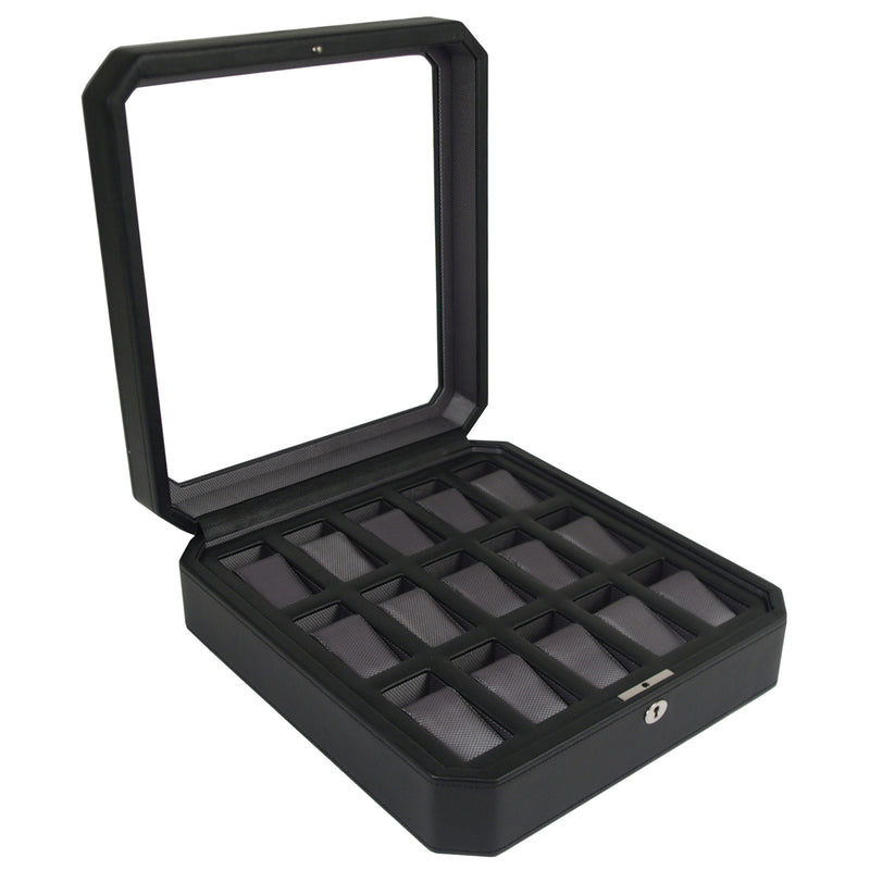 WOLF Windsor 15 Piece Watch Box (Black)
