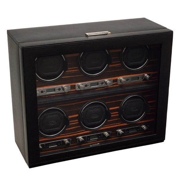 WOLF Roadster 6 Piece Watch Winder with Cover Watch Winder Station