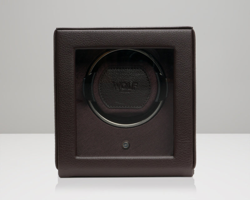 WOLF Single Cub Watch Winder with Cover - Brown