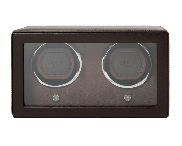 WOLF Double Cub Watch Winder with Cover - Brown
