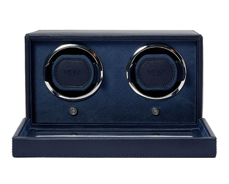 WOLF Double Cub Watch Winder with Cover - Navy