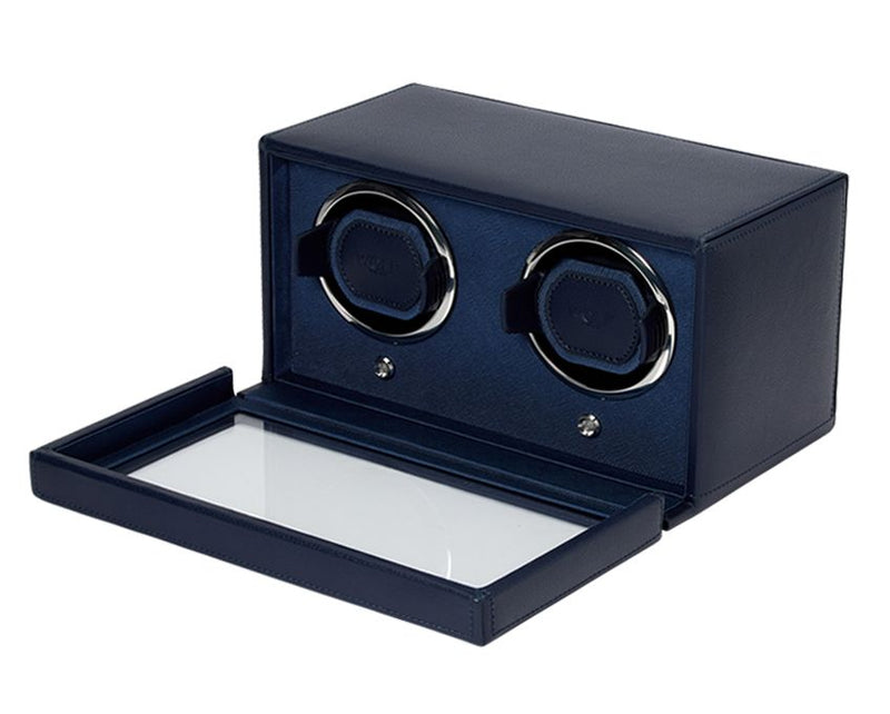 WOLF Double Cub Watch Winder with Cover - Navy