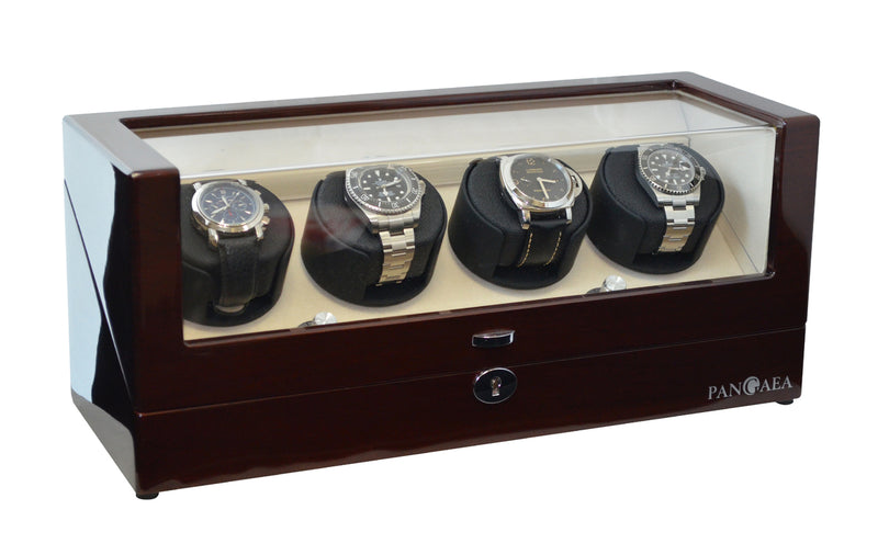 Pangaea Q360 Quad Automatic Four Watch Winder- Mahogany