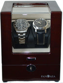 Pangaea D510 Double Watch Winder with LED Lights - Mahogany