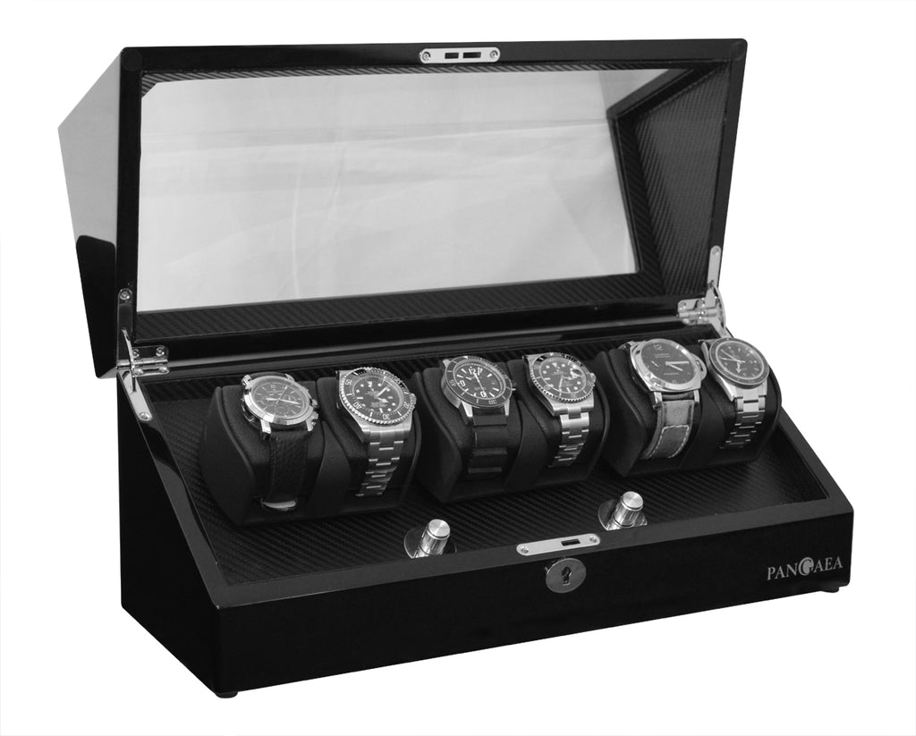Pangaea Q630 Automatic Six Watch Winder with LED Light Black Watch