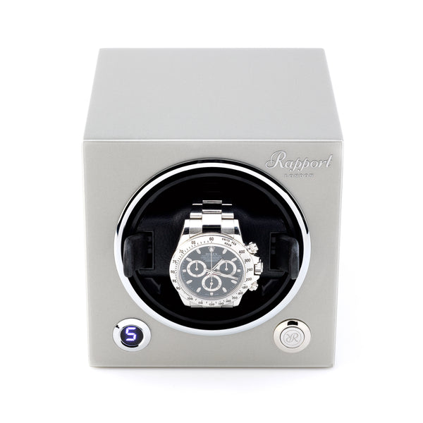 Rapport Evo Cube Single Watch Winder - Platinum Silver