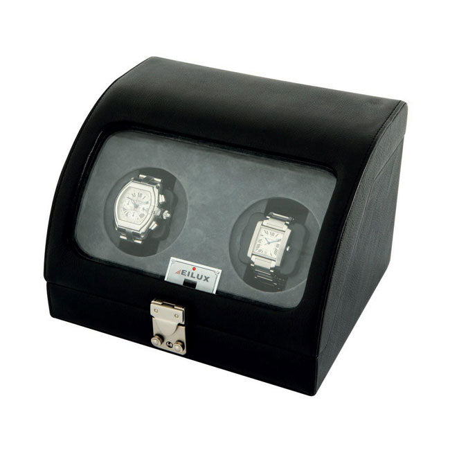 Eilux Double Automatic Watch Winder - Black Leather