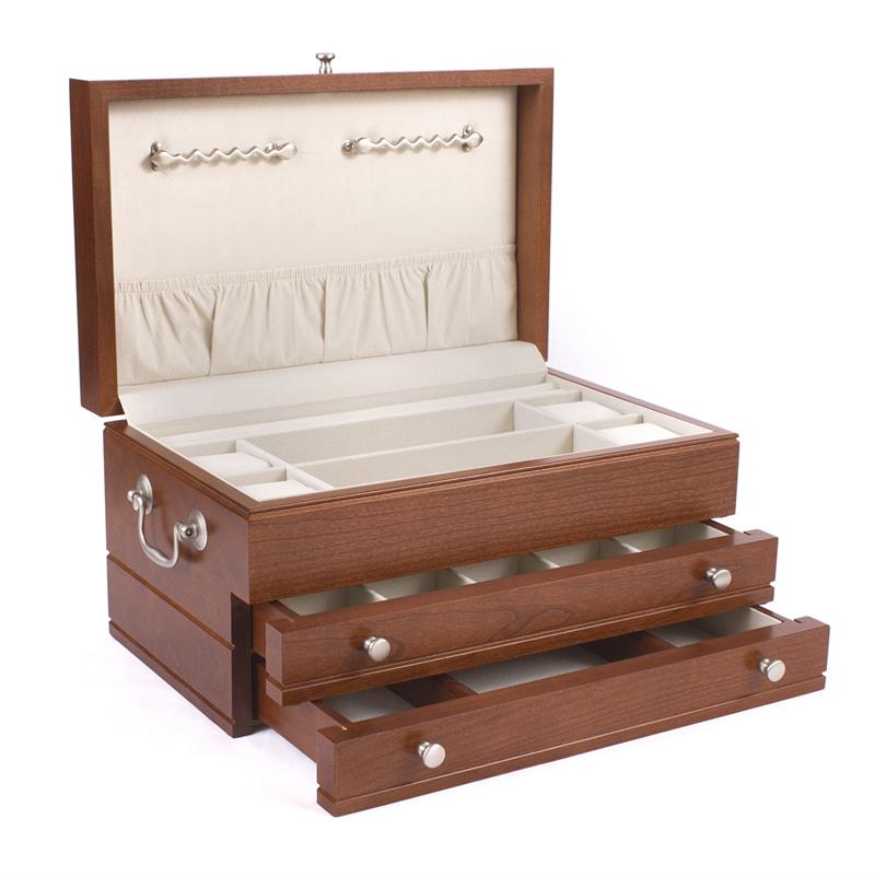 First Lady, Two-Drawer, Heritage Cherry Finish on Solid Cherry Hardwood Jewelry Chest, Made in U.S.A.