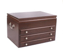 MAJESTIC, Three-Drawer Jewelry Chest made in U.S.A Rich Mahogany finish on Solid Cherry