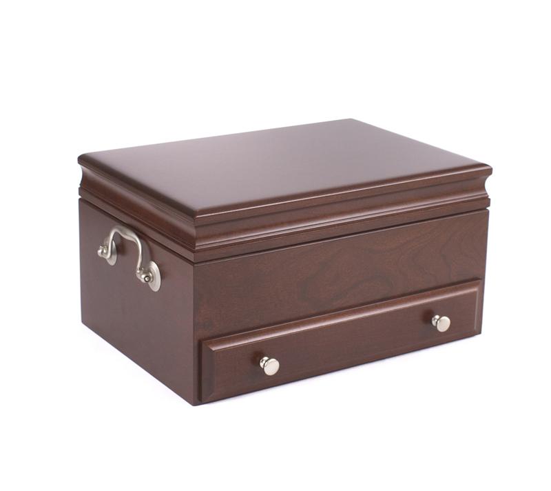 CONTESSA, One-Drawer Jewelry Chest with Lift-Out Tray,Mahogany Solid Cherry Hardwood
