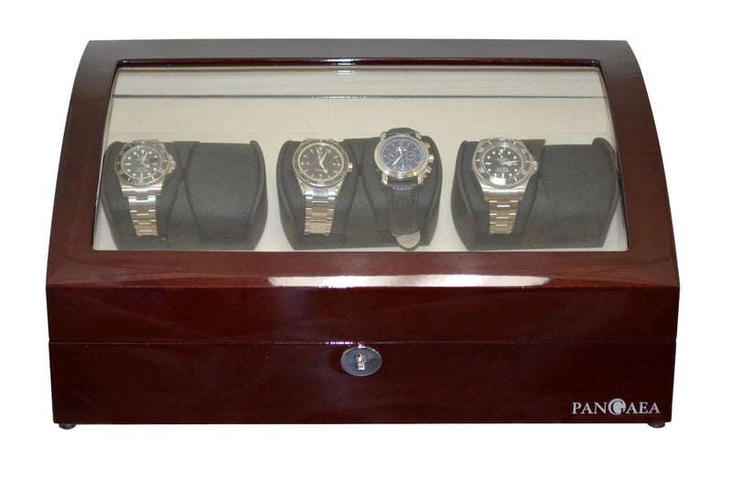 Pangaea Q650 Automatic Six Watch Winder with LED Light  (Mahogany)