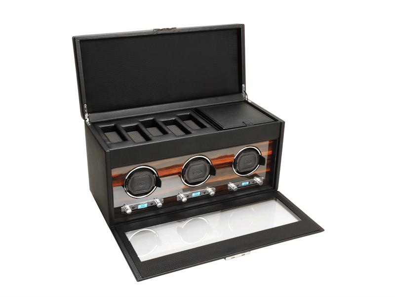 WOLF Roadster Triple Watch Winder with Cover, Storage, and Travel Case