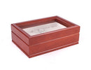 COMMANDER - Ten Watch Glass Top Storage Chest- Solid Cherry Wood, (Made in USA)