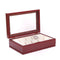 COMMANDER - Ten Watch Glass Top Storage Chest- Mahogany - Solid Cherrywood (Made in USA)