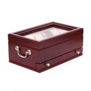 The CAPTAIN - Ten Watch Glass Top Storage Chest- Mahogany - Solid Cherry Wood (Made in USA)