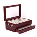 The CAPTAIN - Ten Watch Glass Top Storage Chest- Mahogany - Solid Cherry Wood (Made in USA)
