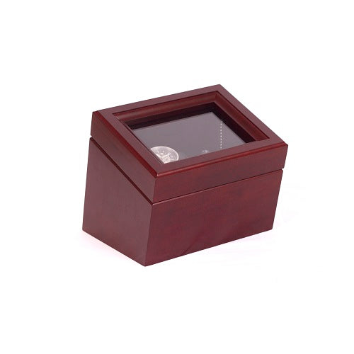 The Brigadier Glass-Topped Mahogany Solid Wood Single Watch Winder (Made in USA)