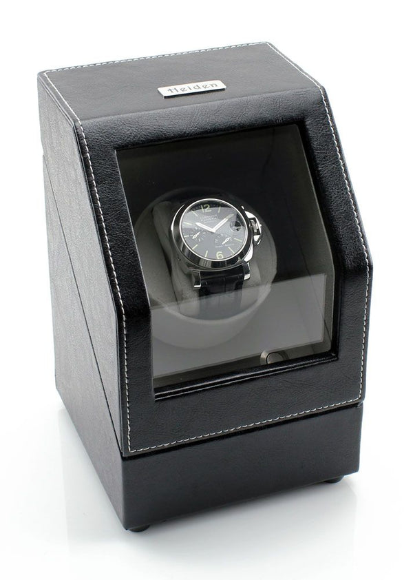 Heiden Battery Powered Single Watch Winder - Black Leather